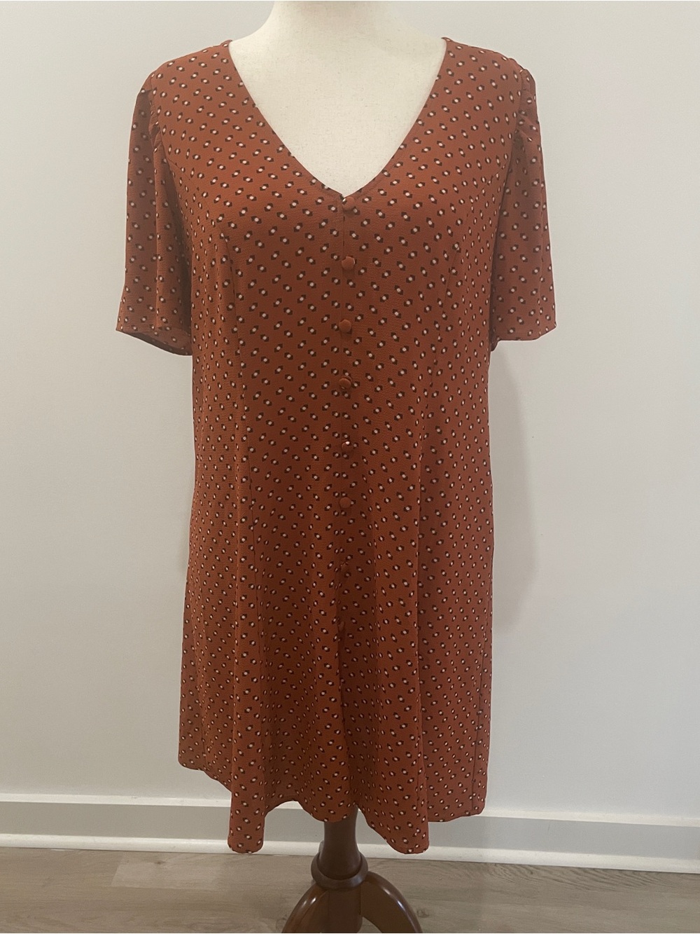 Forever 21+ Rust Mini Dress with Polka Dot Print in size 0X